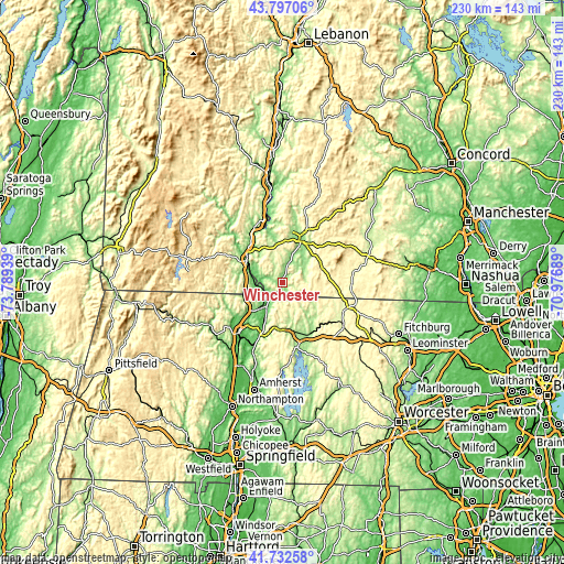 Topographic map of Winchester