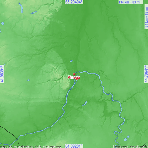 Topographic map of Pinega