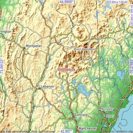 Topographic map of Woodstock