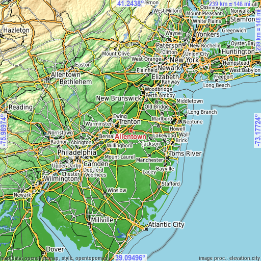 Topographic map of Allentown