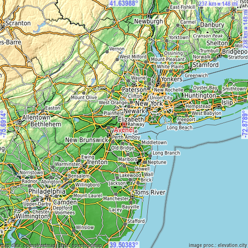 Topographic map of Avenel