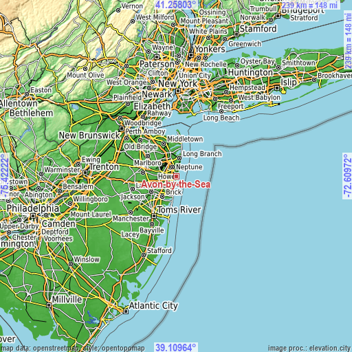 Topographic map of Avon-by-the-Sea