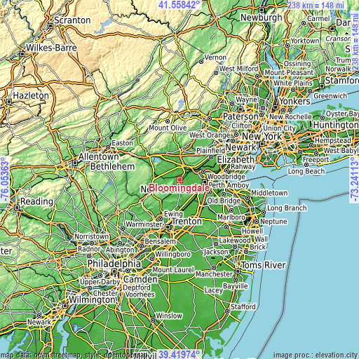 Topographic map of Bloomingdale