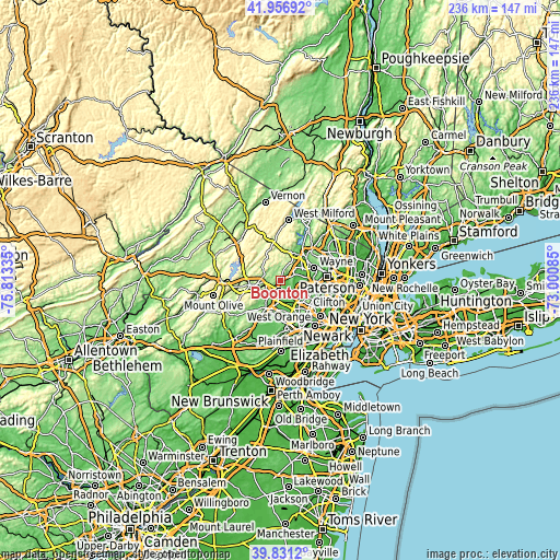 Topographic map of Boonton