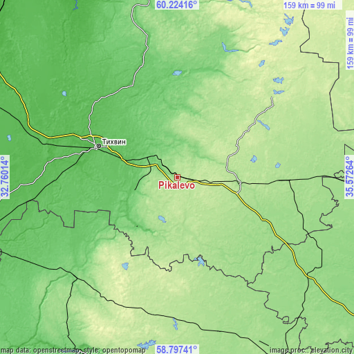 Topographic map of Pikalëvo