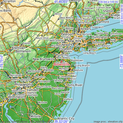 Topographic map of Brownville