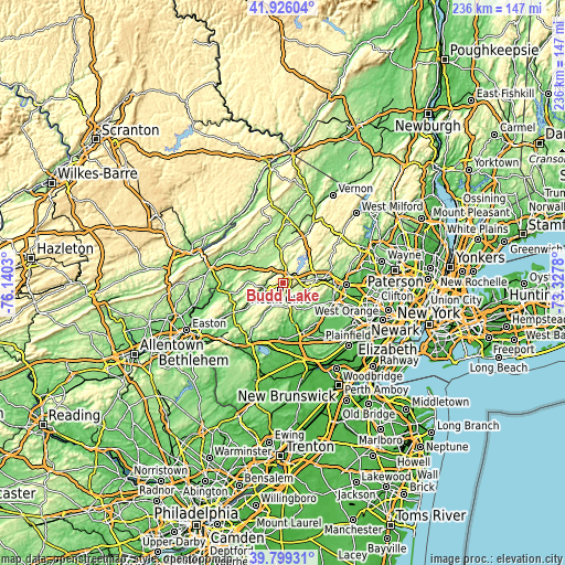 Topographic map of Budd Lake