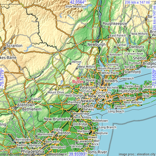 Topographic map of Butler