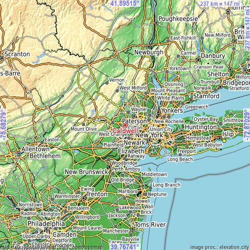 Topographic map of Caldwell