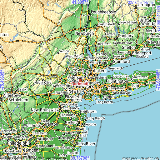 Topographic map of Carlstadt