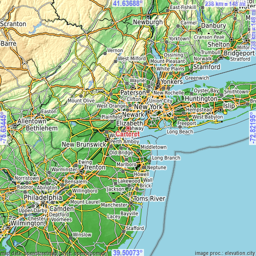 Topographic map of Carteret