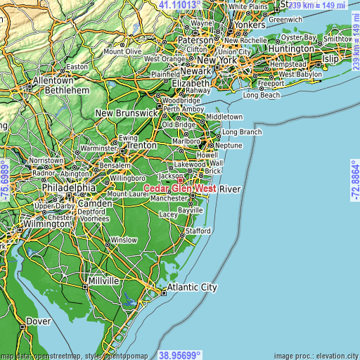 Topographic map of Cedar Glen West