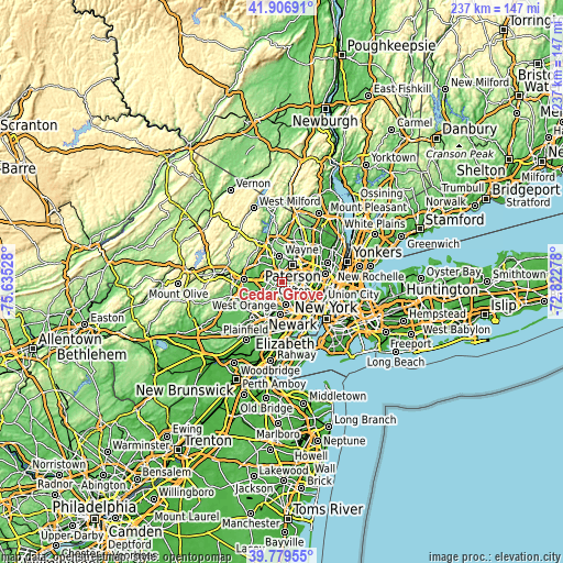 Topographic map of Cedar Grove