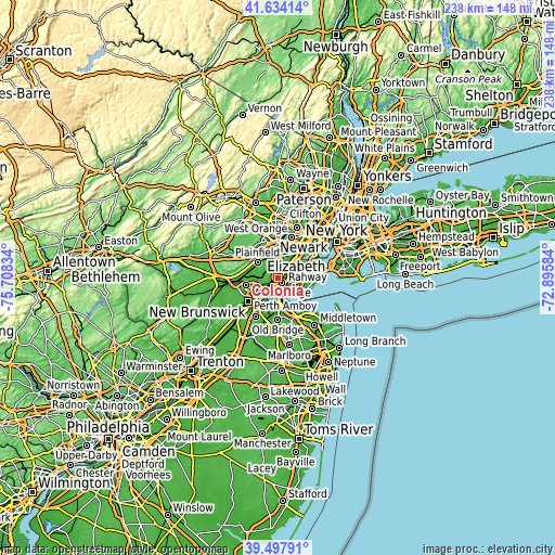 Topographic map of Colonia