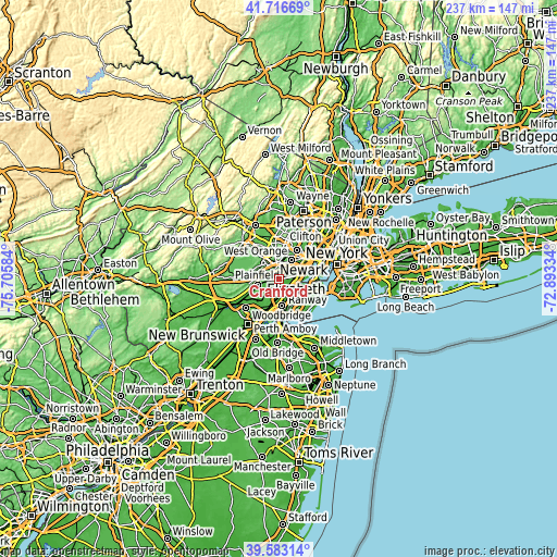 Topographic map of Cranford