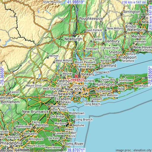 Topographic map of Cresskill