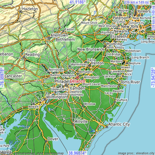 Topographic map of Delanco