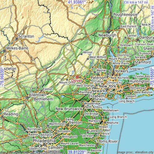 Topographic map of Dover