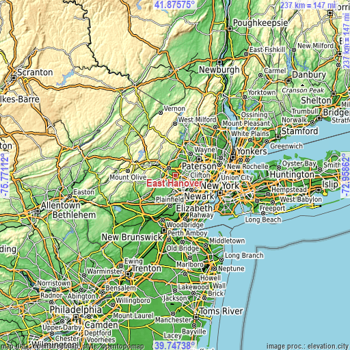 Topographic map of East Hanover