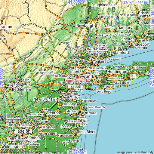 Topographic map of East Newark