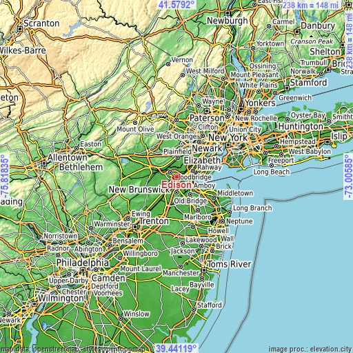 Topographic map of Edison