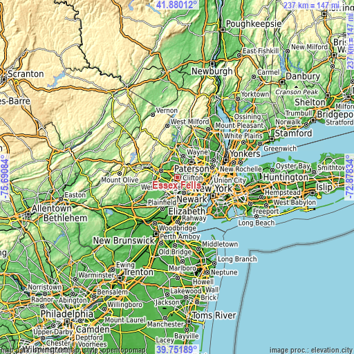 Topographic map of Essex Fells