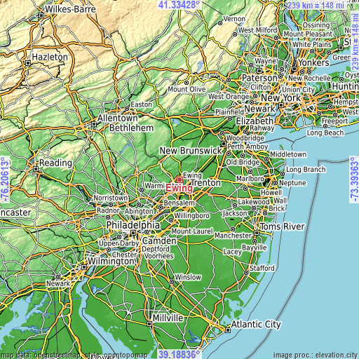 Topographic map of Ewing