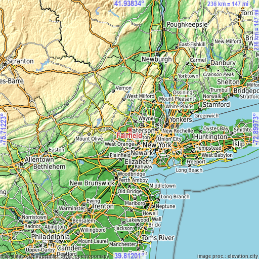 Topographic map of Fairfield