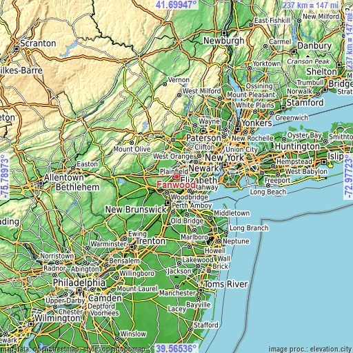 Topographic map of Fanwood