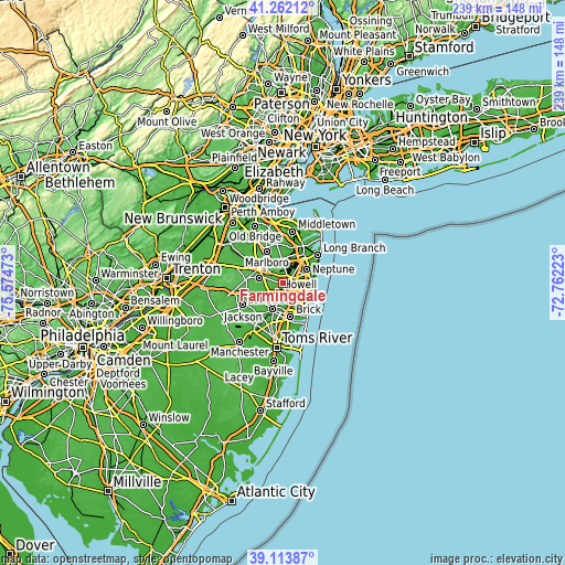 Topographic map of Farmingdale