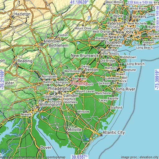 Topographic map of Florence