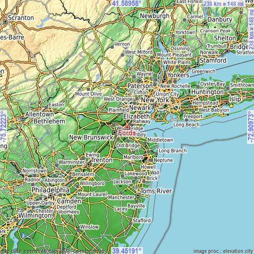 Topographic map of Fords