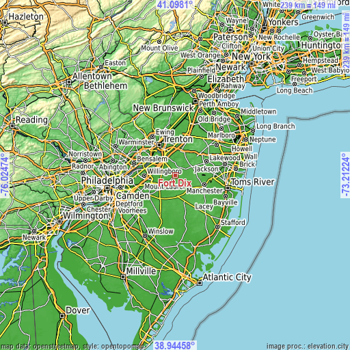 Topographic map of Fort Dix