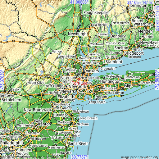 Topographic map of Fort Lee