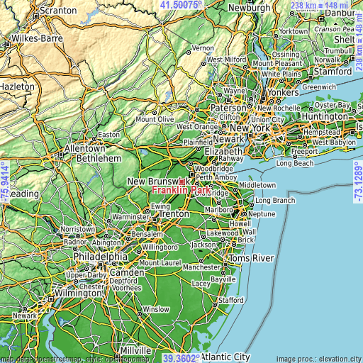 Topographic map of Franklin Park