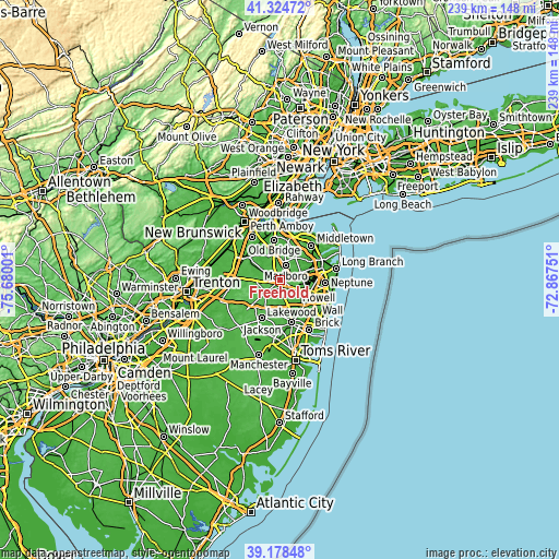 Topographic map of Freehold