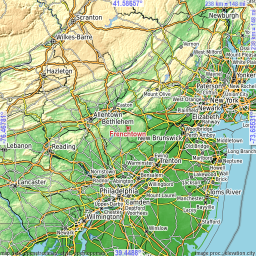 Topographic map of Frenchtown