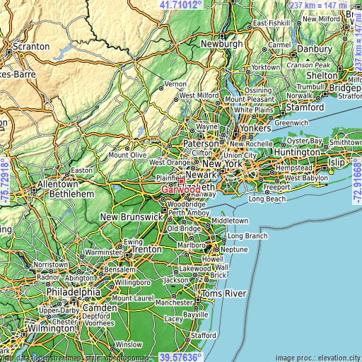 Topographic map of Garwood