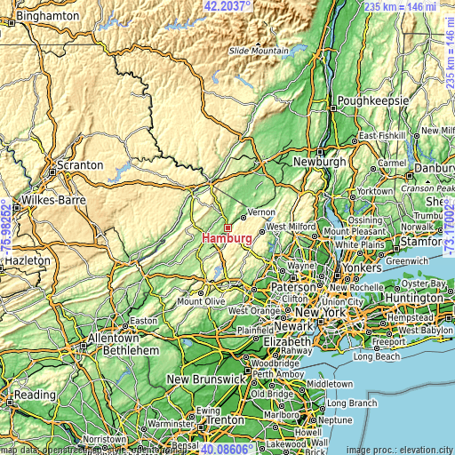 Topographic map of Hamburg