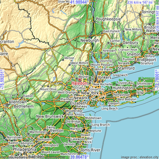 Topographic map of Haledon