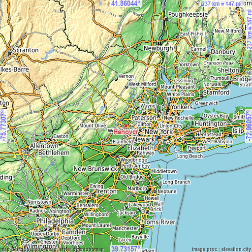 Topographic map of Hanover