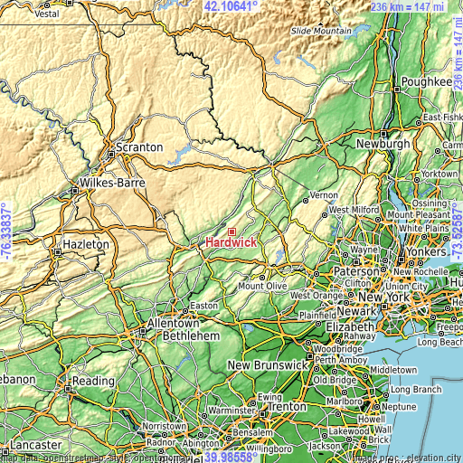 Topographic map of Hardwick