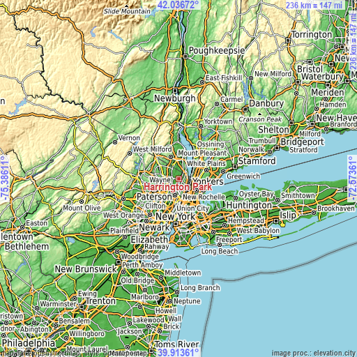 Topographic map of Harrington Park