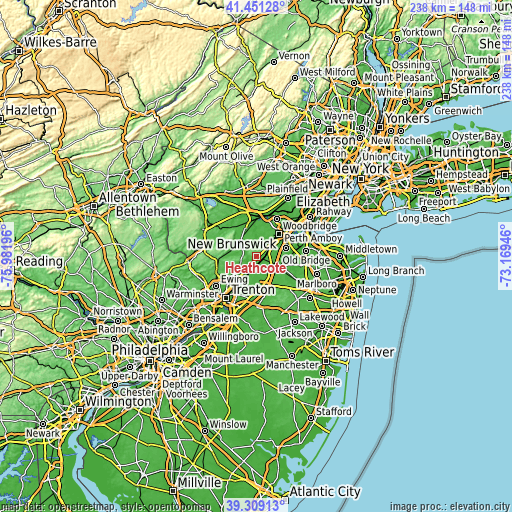 Topographic map of Heathcote