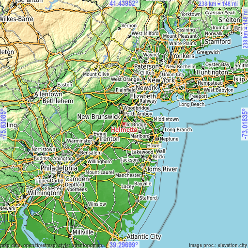 Topographic map of Helmetta