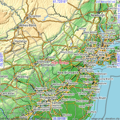 Topographic map of High Bridge