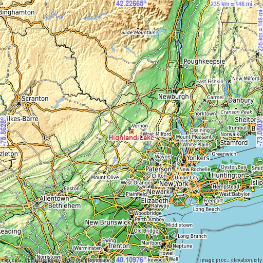 Topographic map of Highland Lake