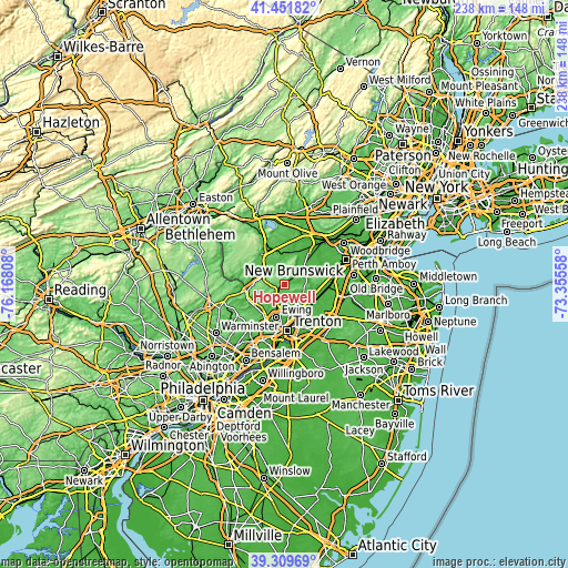 Topographic map of Hopewell