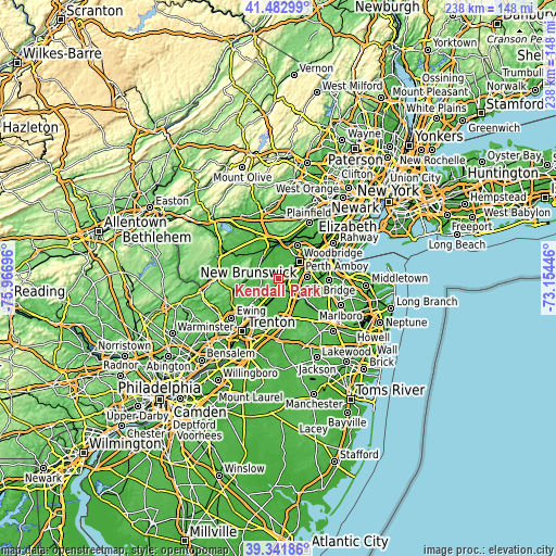 Topographic map of Kendall Park