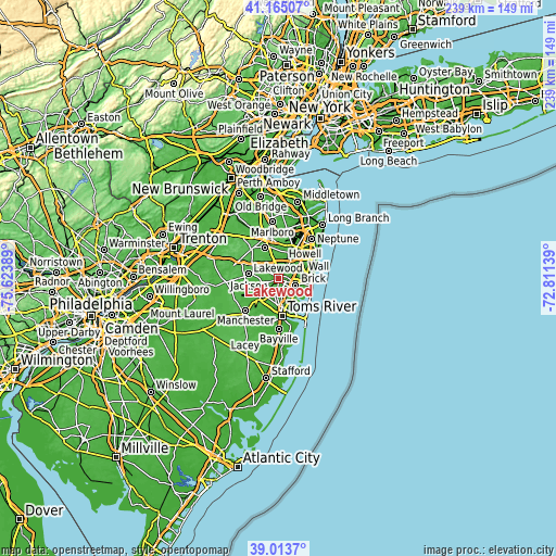 Topographic map of Lakewood